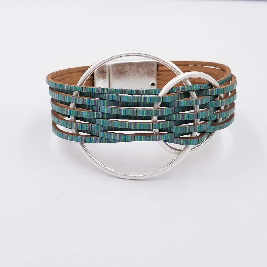 
                  
                    BRC-JM GREEN MATTE SILVER DOUBLE CIRCLE BRACELET
                  
                