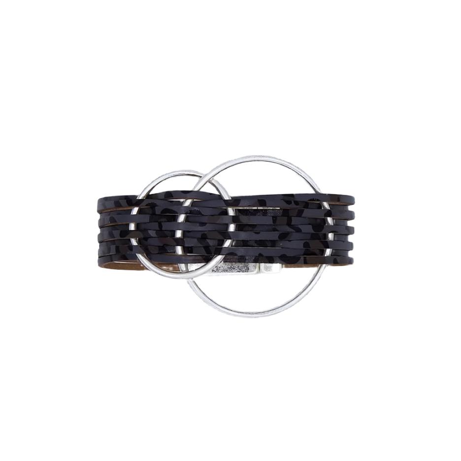 BRC-JM GREY MATTE SILVER DOUBLE CIRCLE BRACELET