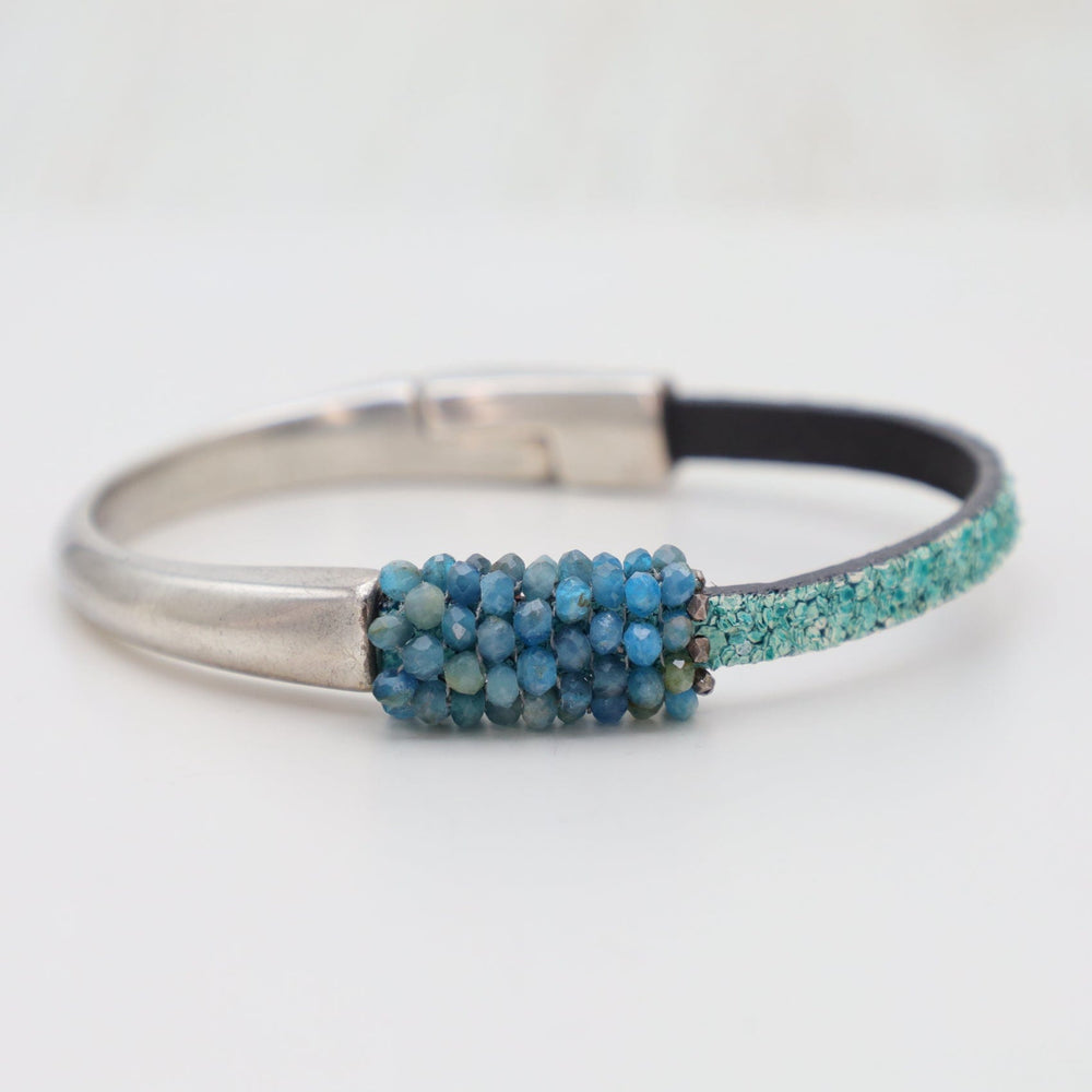 BRC-JM Hand Stitched Apatite Half Cuff Bracelet