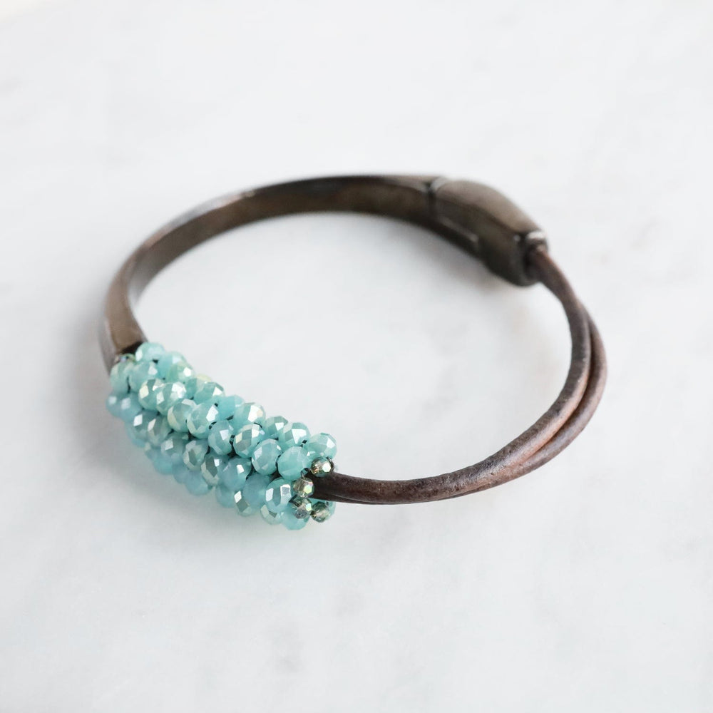 
                  
                    BRC-JM Hand stitched Aqua Mist Crystals Bracelet
                  
                