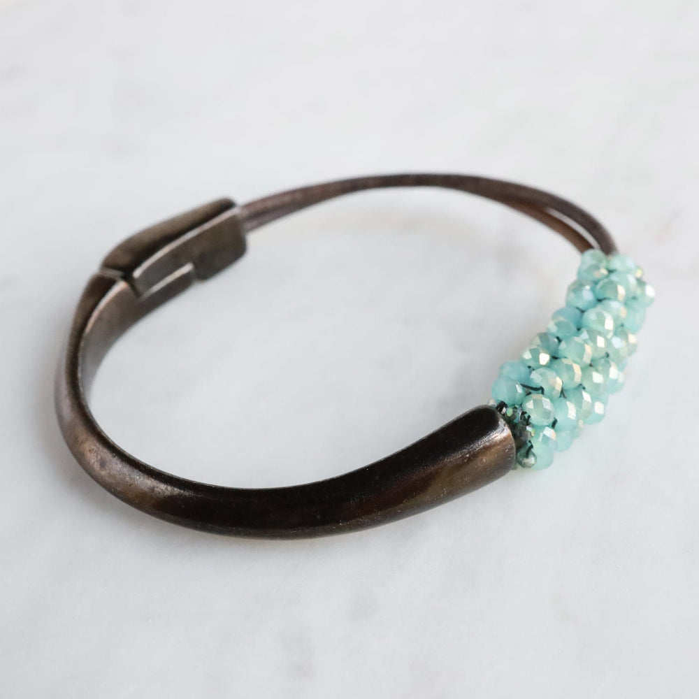 
                  
                    BRC-JM Hand stitched Aqua Mist Crystals Bracelet
                  
                