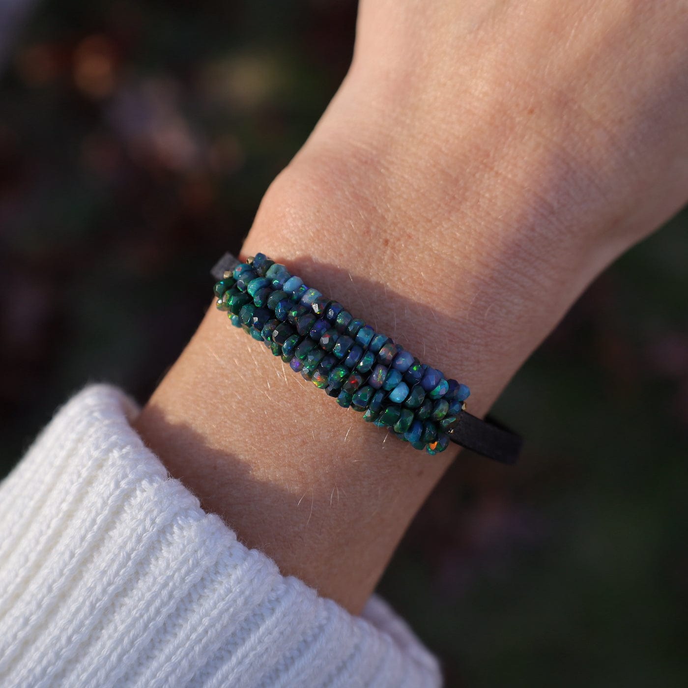 BRC-JM Hand Stitched Black Opal Bracelet