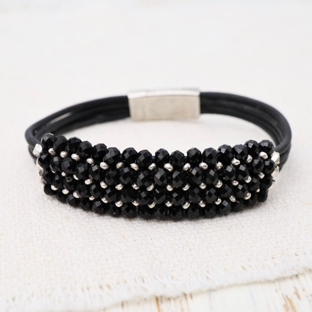 
                      
                        BRC-JM Hand Stitched Black Spinel & Sterling Silver Bracelet
                      
                    