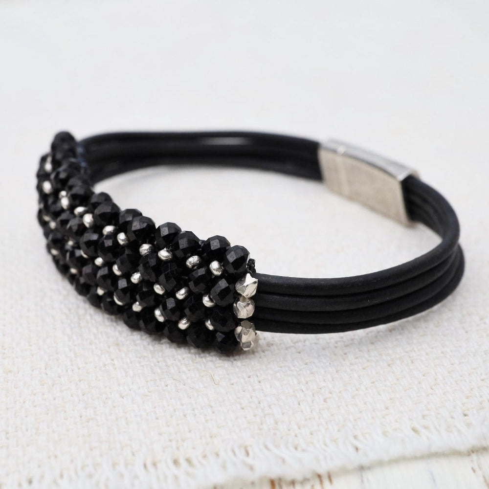 
                      
                        BRC-JM Hand Stitched Black Spinel & Sterling Silver Bracelet
                      
                    