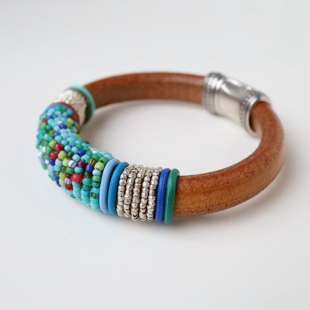
                  
                    BRC-JM Hand Stitched Blue Green Mix Vintage Seed Beads Bracelet
                  
                