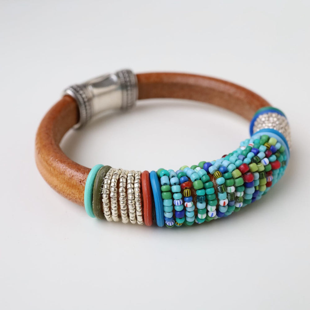 
                  
                    BRC-JM Hand Stitched Blue Green Mix Vintage Seed Beads Bracelet
                  
                
