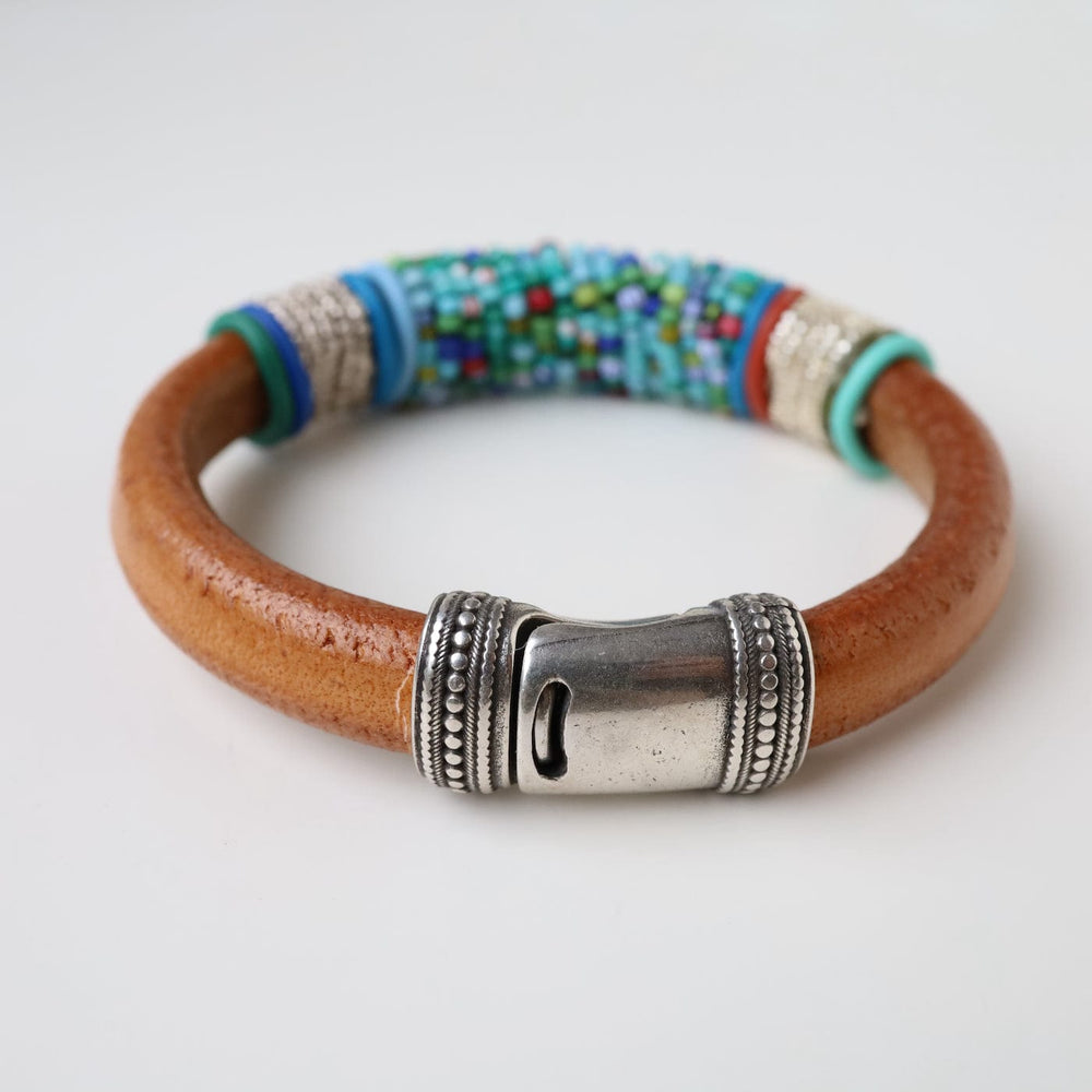 
                  
                    BRC-JM Hand Stitched Blue Green Mix Vintage Seed Beads Bracelet
                  
                