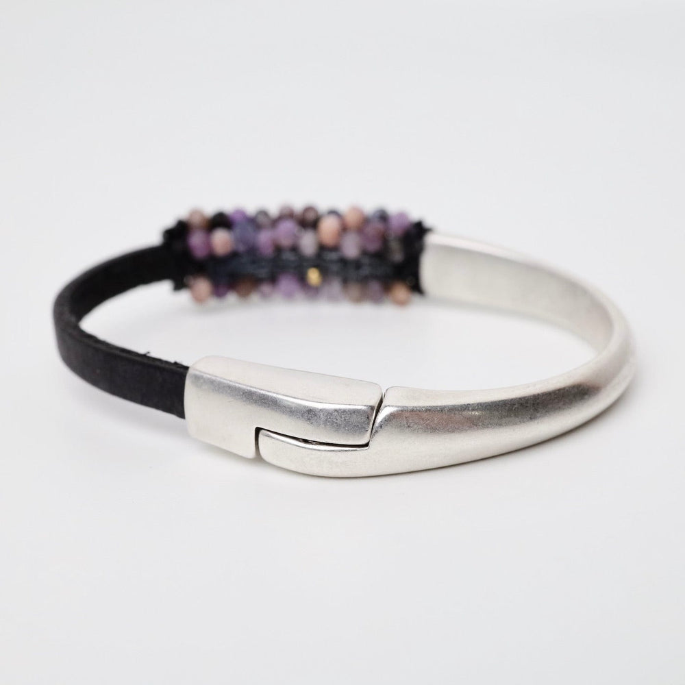 
                      
                        BRC-JM Hand Stitched Charoite Half Cuff Bracelet
                      
                    