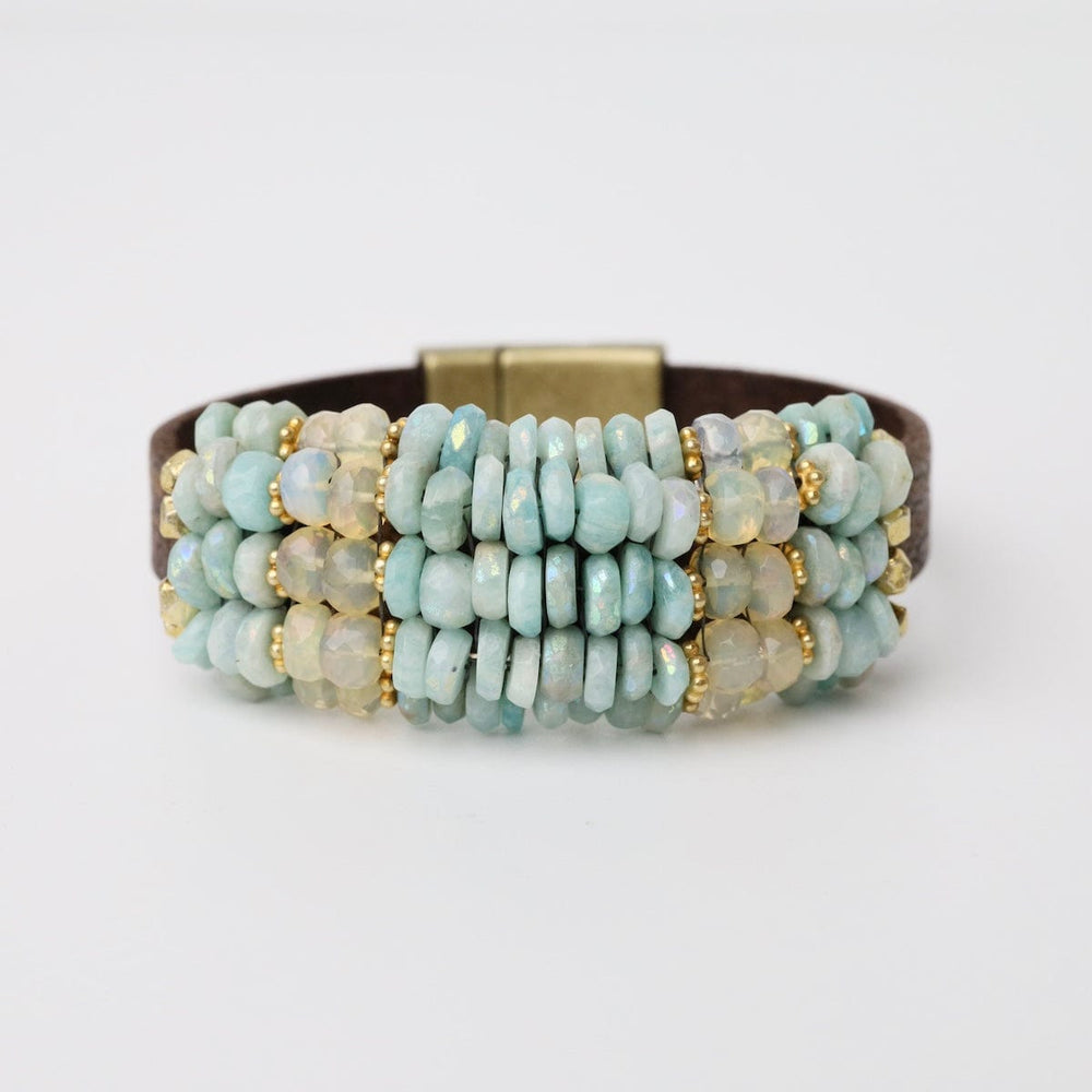 BRC-JM Hand Stitched Coated Amazonite, Opal, Vermeil Spac