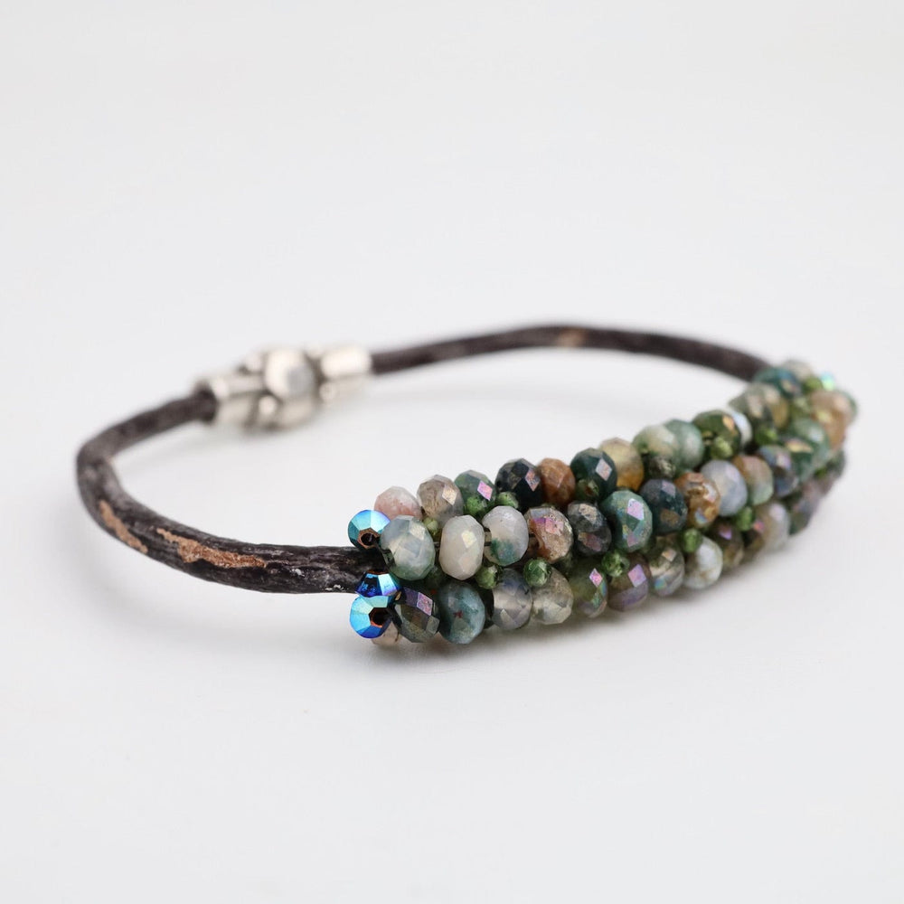 
                  
                    BRC-JM Hand Stitched Coated Quartz & Green Topaz Leather Bracelet
                  
                