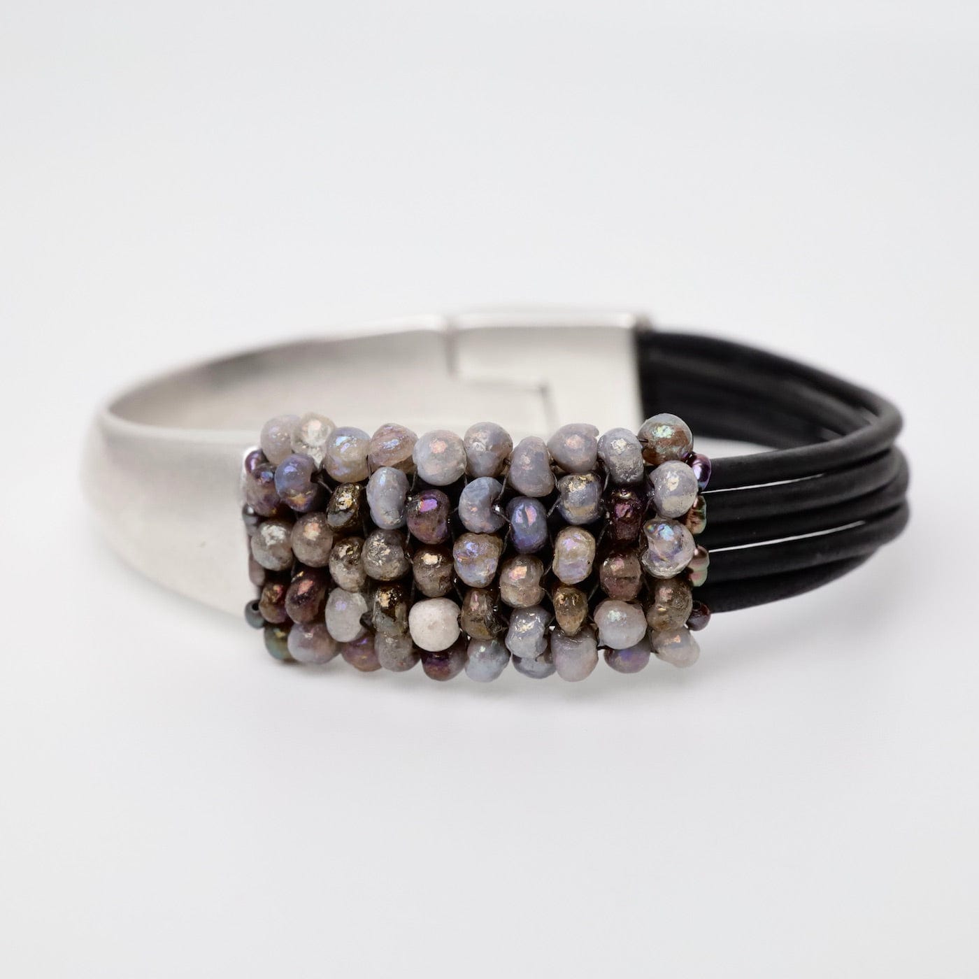 BRC-JM Hand Stitched Cobblestone Silverite Half Cuff Bracelet