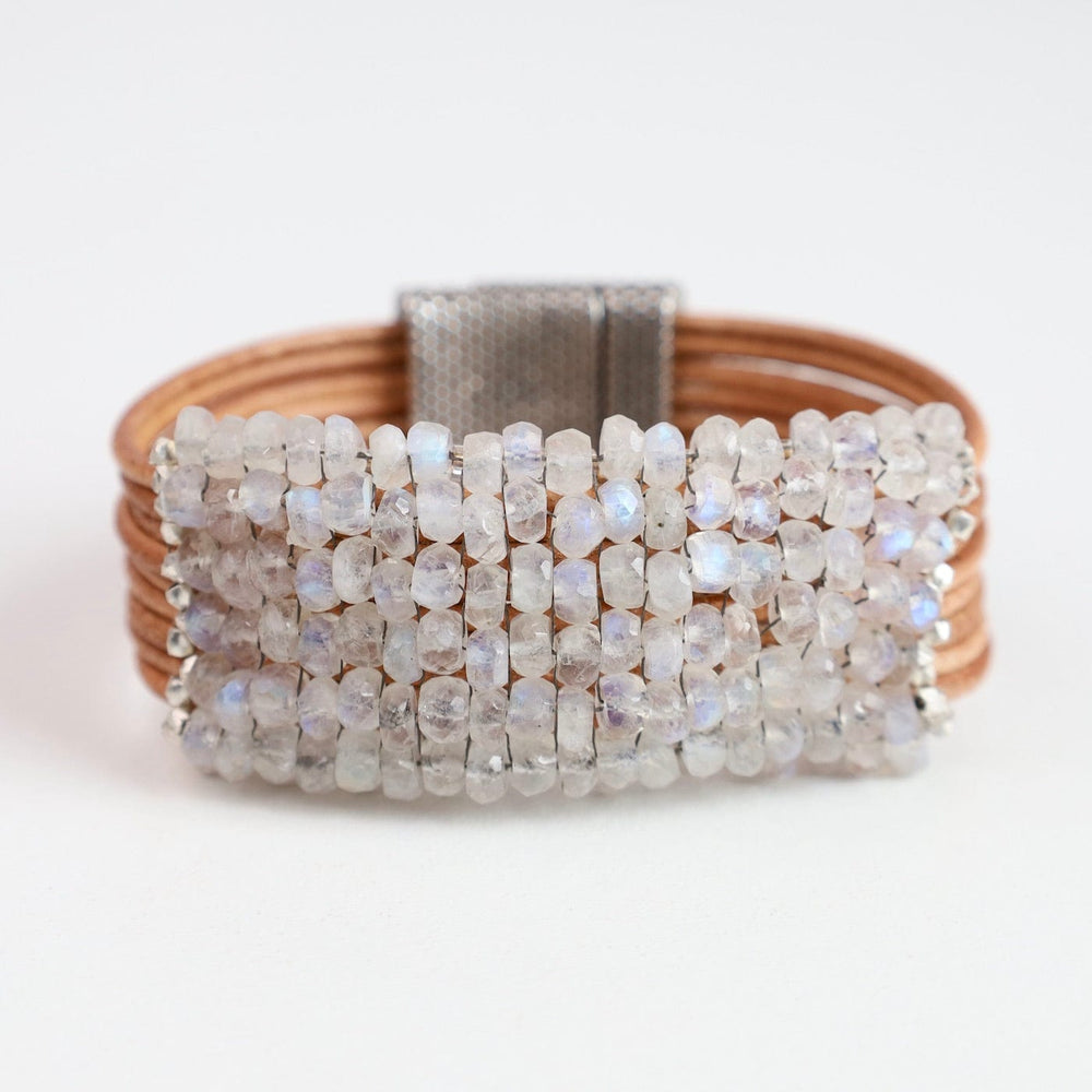 BRC-JM Hand Stitched Faceted Moonstone Bracelet