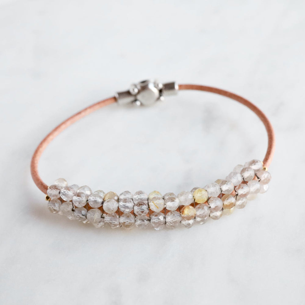 BRC-JM Hand Stitched Gold Rutilated Quartz Bracelet