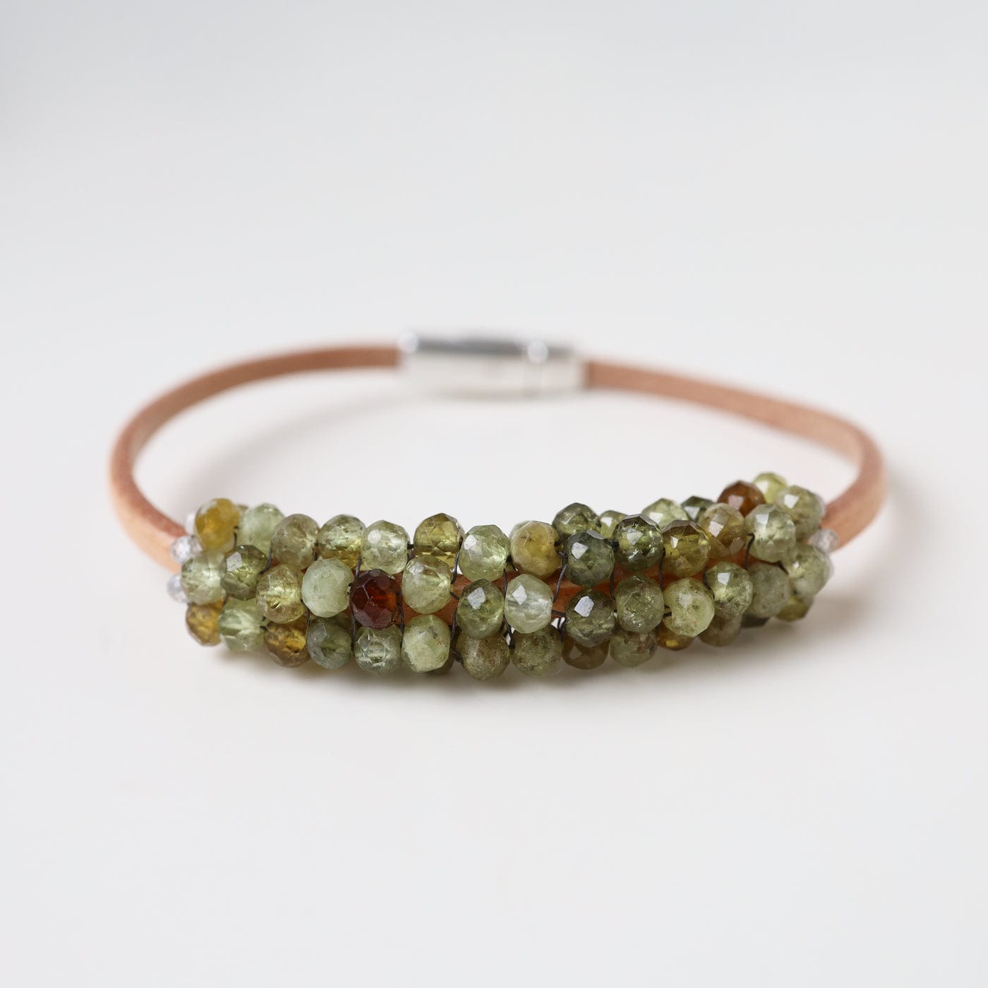 BRC-JM Hand Stitched Green Garnets Bracelet