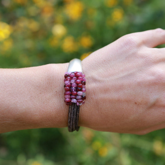 Load image into Gallery viewer, BRC-JM Hand Stitched Hand Cut Rubies Bracelet

