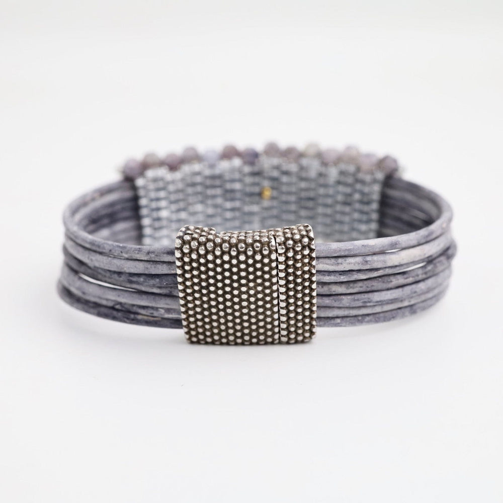 
                  
                    BRC-JM Hand Stitched Iolite Cubes Leather Bracelet
                  
                