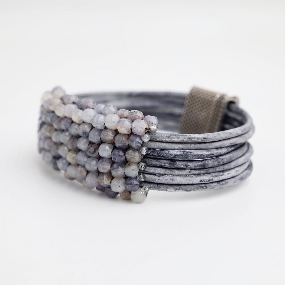 
                  
                    BRC-JM Hand Stitched Iolite Cubes Leather Bracelet
                  
                