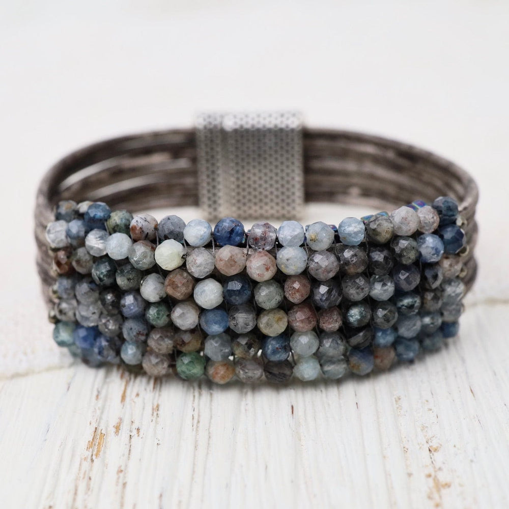 BRC-JM Hand Stitched Kyanite with Tiny Pyrite Trim Bracelet