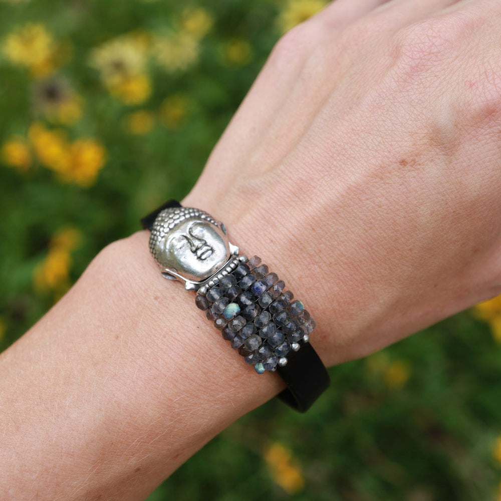 
                  
                    BRC-JM Hand Stitched Labradorite Buddha Clasp Bracelet
                  
                