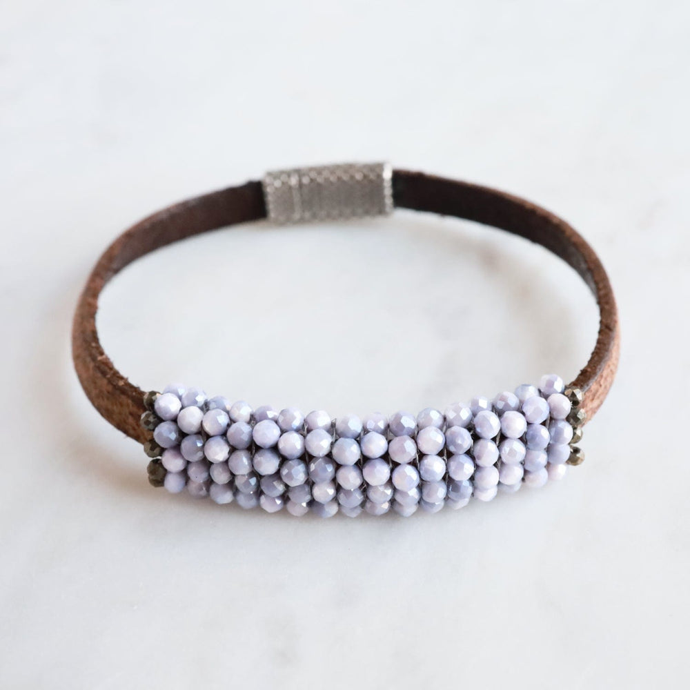 BRC-JM Hand Stitched Lavender Coated Moonstones Bracelet