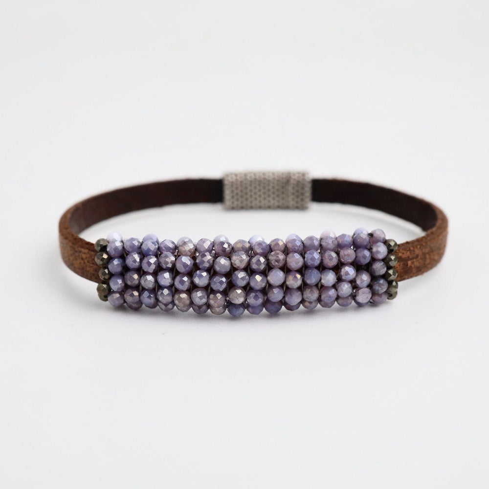 
                      
                        BRC-JM Hand Stitched Lavender Coated Moonstones Leather Bracelet
                      
                    