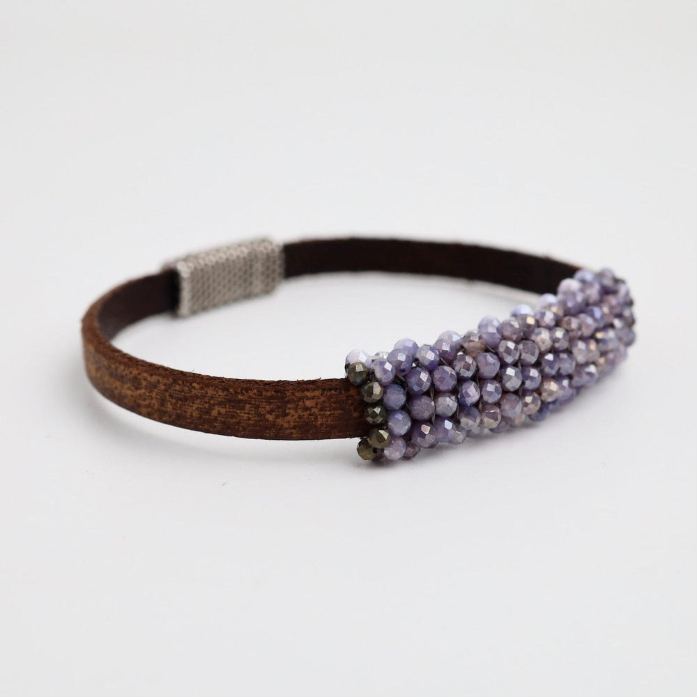 
                      
                        BRC-JM Hand Stitched Lavender Coated Moonstones Leather Bracelet
                      
                    