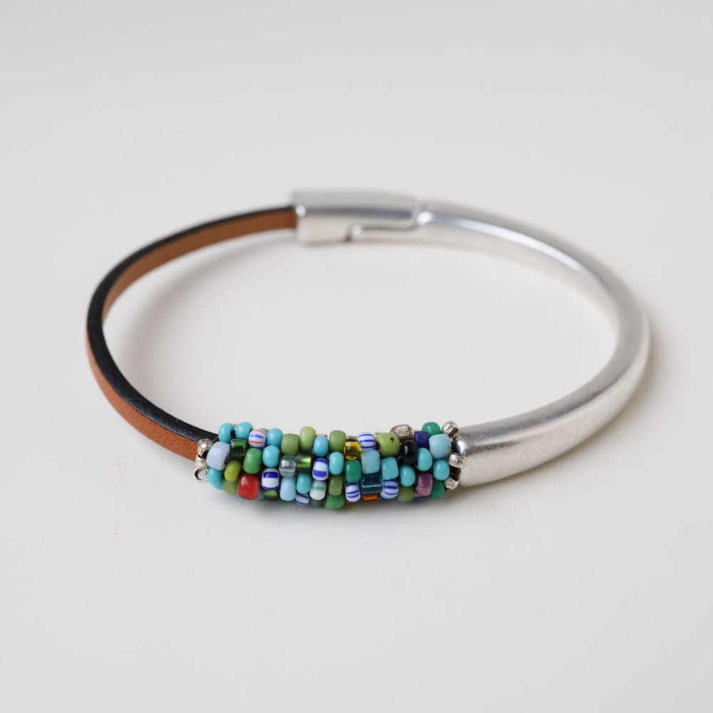 BRC-JM Hand Stitched Malibu Baby Vintage Japanese & Italian Seed Beads 1/2 Cuff Bracelet