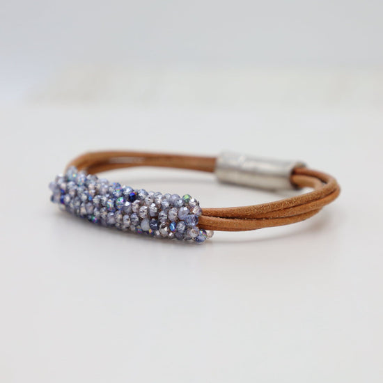 BRC-JM Hand Stitched Malibu Blue Crystals Bracelet