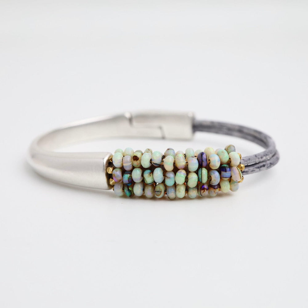 BRC-JM Hand Stitched Mexican Opal Half Cuff Bracelet