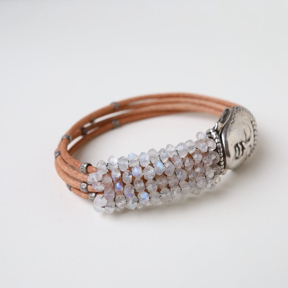 
                      
                        BRC-JM Hand Stitched Moonstone Buddha Clasp Bracelet
                      
                    