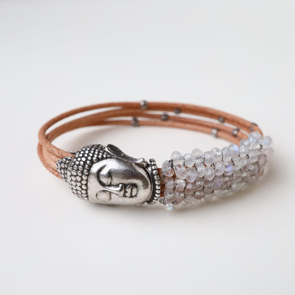 
                      
                        BRC-JM Hand Stitched Moonstone Buddha Clasp Bracelet
                      
                    