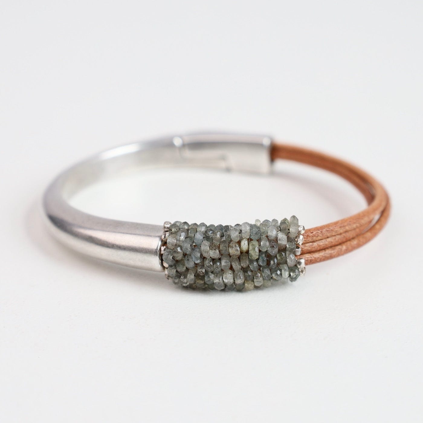 BRC-JM Hand Stitched Moss Aquamarine 1/2 Cuff