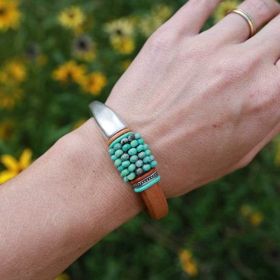 BRC-JM Hand Stitched Moss Opal Bracelet