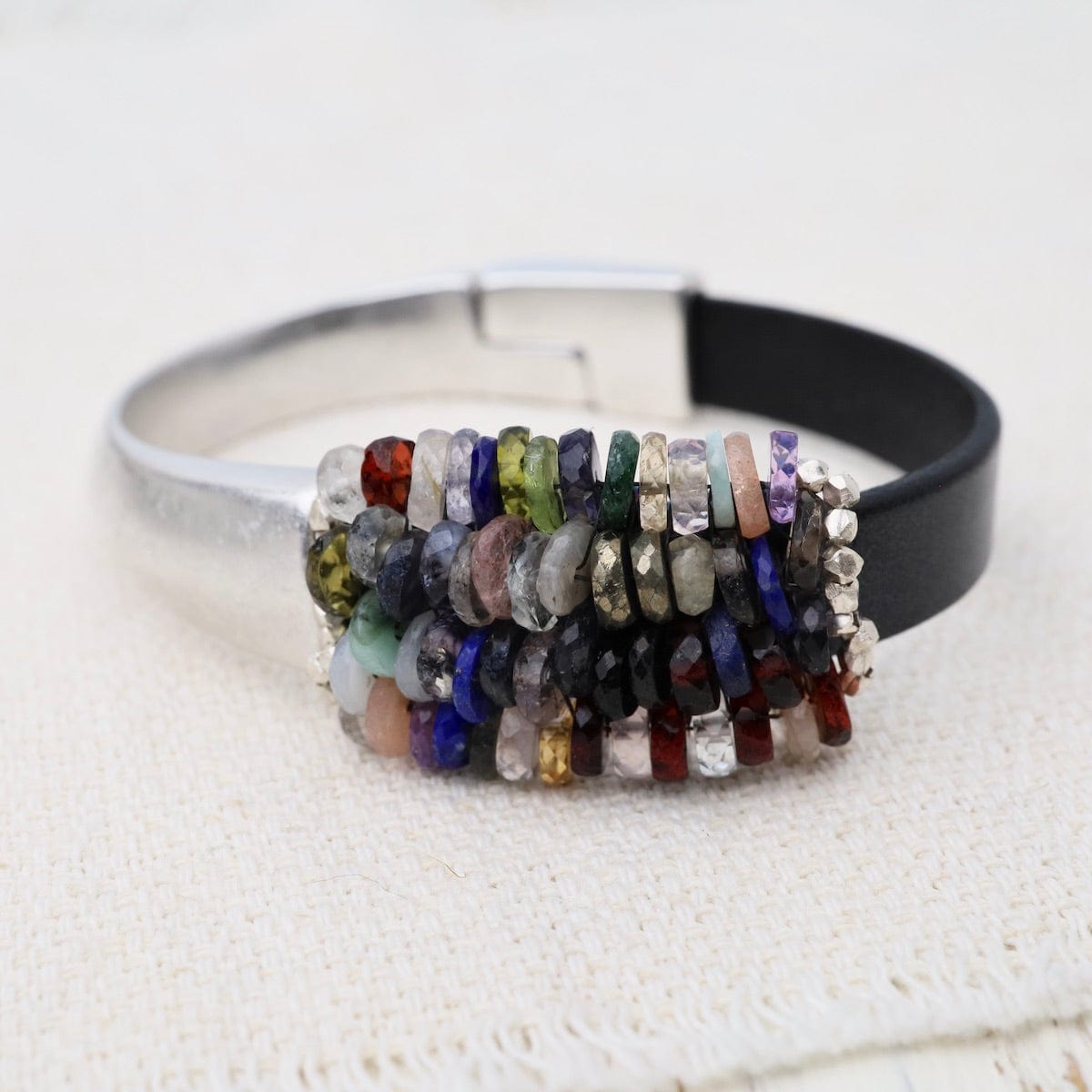 BRC-JM Hand Stitched Multi Color Gemstones Bracelet