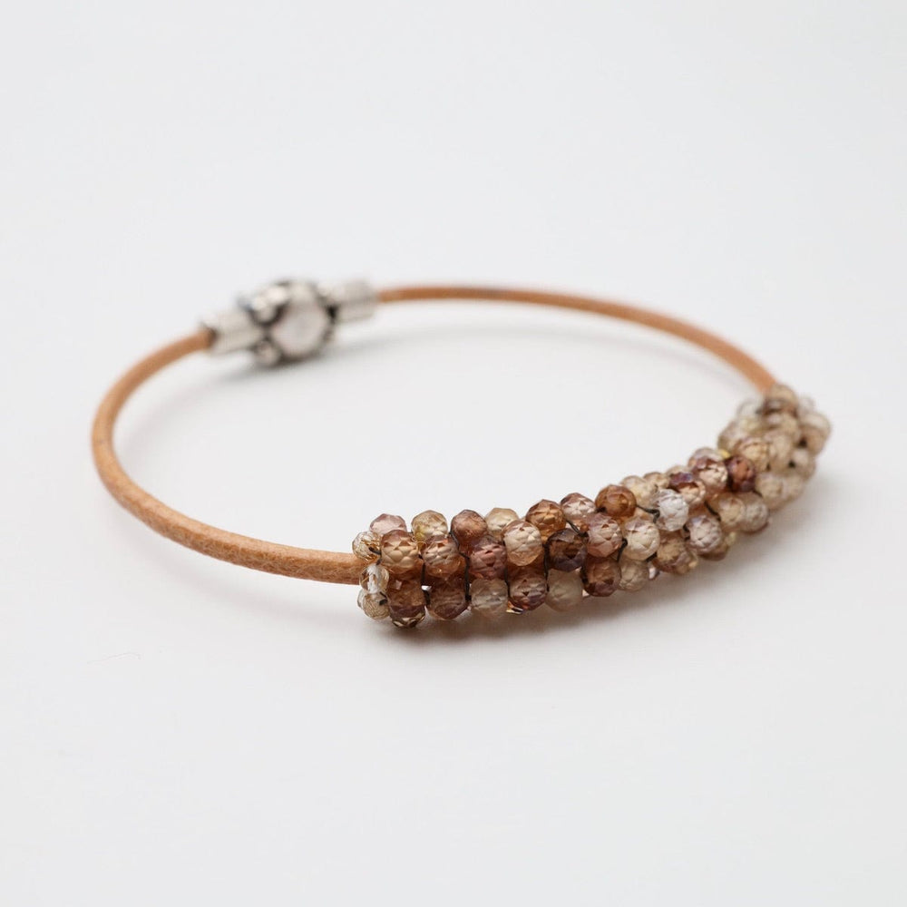 
                  
                    BRC-JM Hand Stitched Multi-Faceted Natural Zircon on Natural Leather Bracelet
                  
                