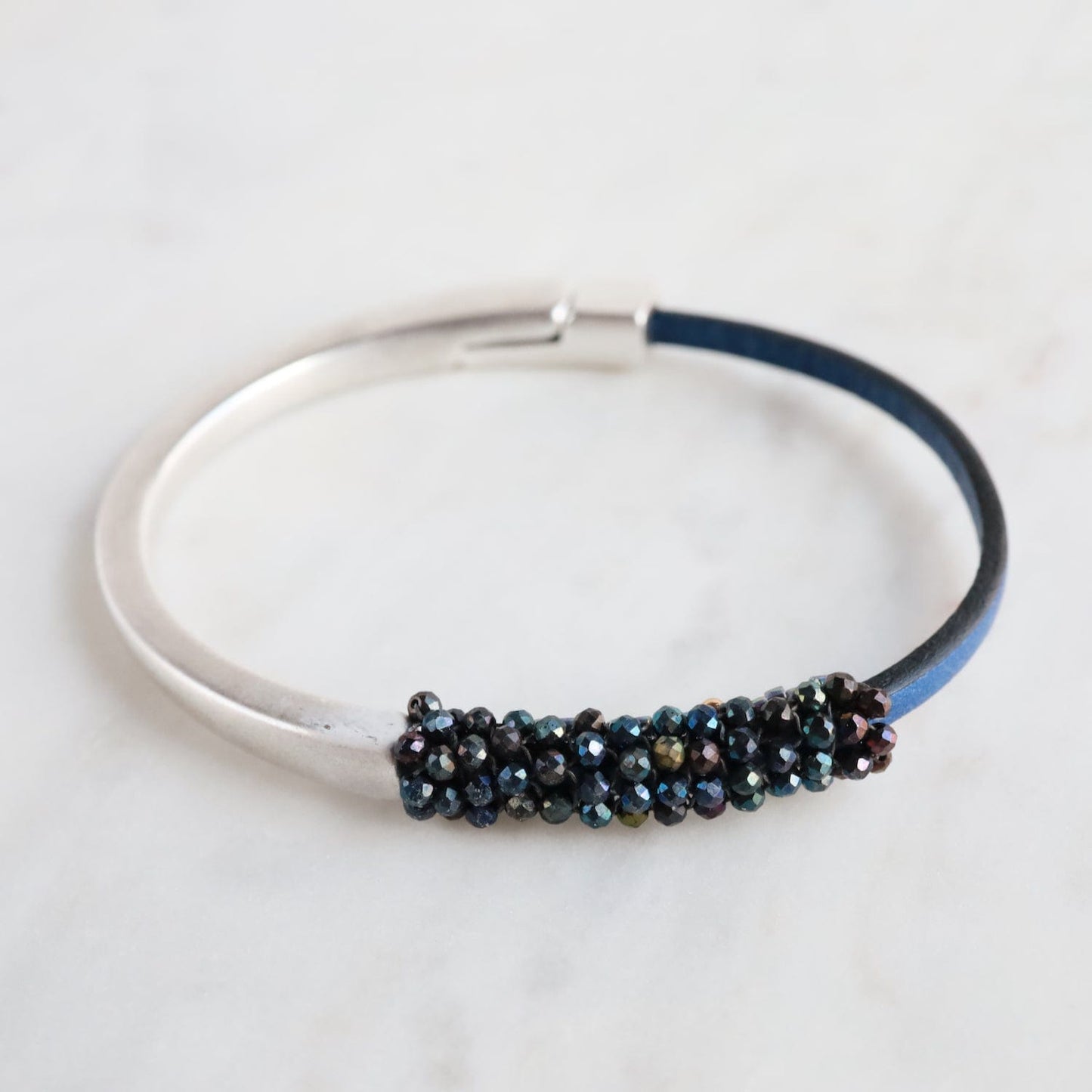 BRC-JM Hand Stitched Mystic Blue Spinel Bracelet