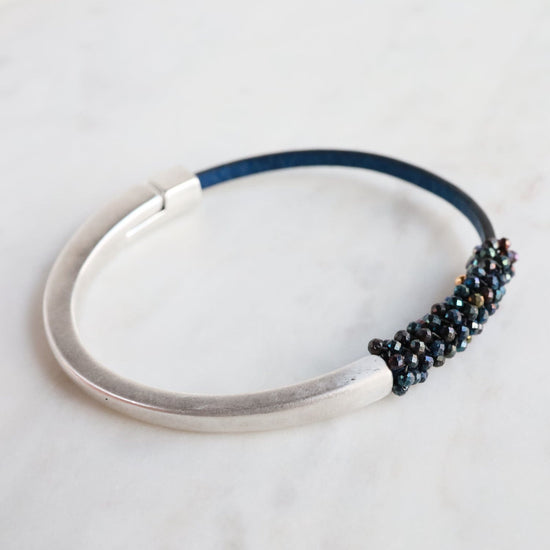 Multi colour Spinel crystal bracelet with Silver hook – 1pc - Moksa