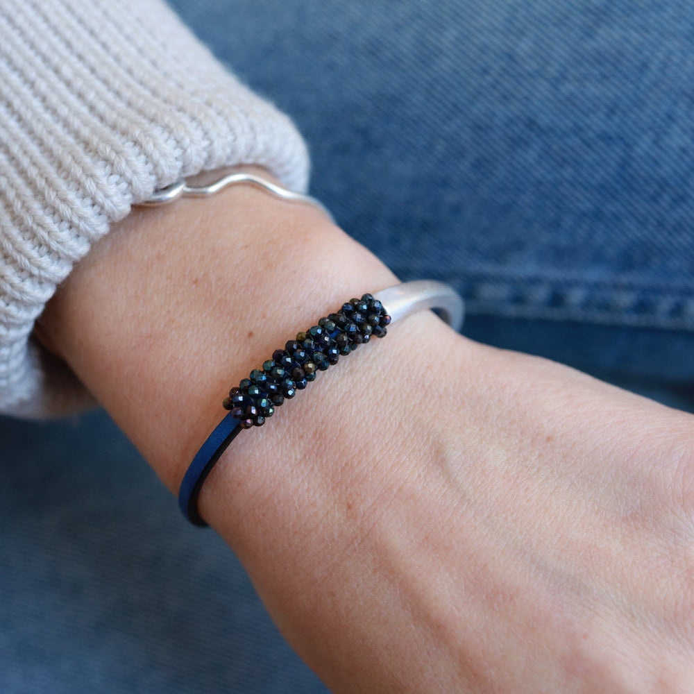 BRC-JM Hand Stitched Mystic Blue Spinel Bracelet