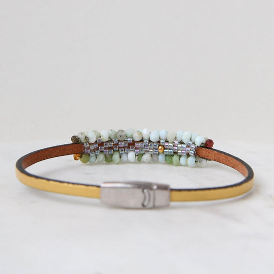 BRC-JM Hand Stitched Peruvian Opal & Hessonite Garnet Bracelet