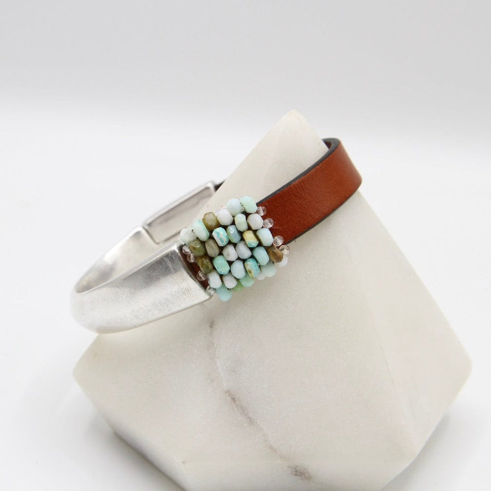 
                  
                    BRC-JM Hand Stitched Peruvian Opal Leather Cuff Bracelet
                  
                