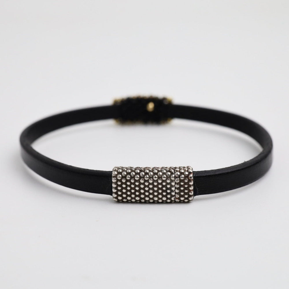 
                  
                    BRC-JM Hand Stitched Pyrite Leather Bracelet
                  
                