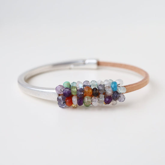 Load image into Gallery viewer, BRC-JM Hand Stitched Rainbow Assorted Gemstones Bracelet
