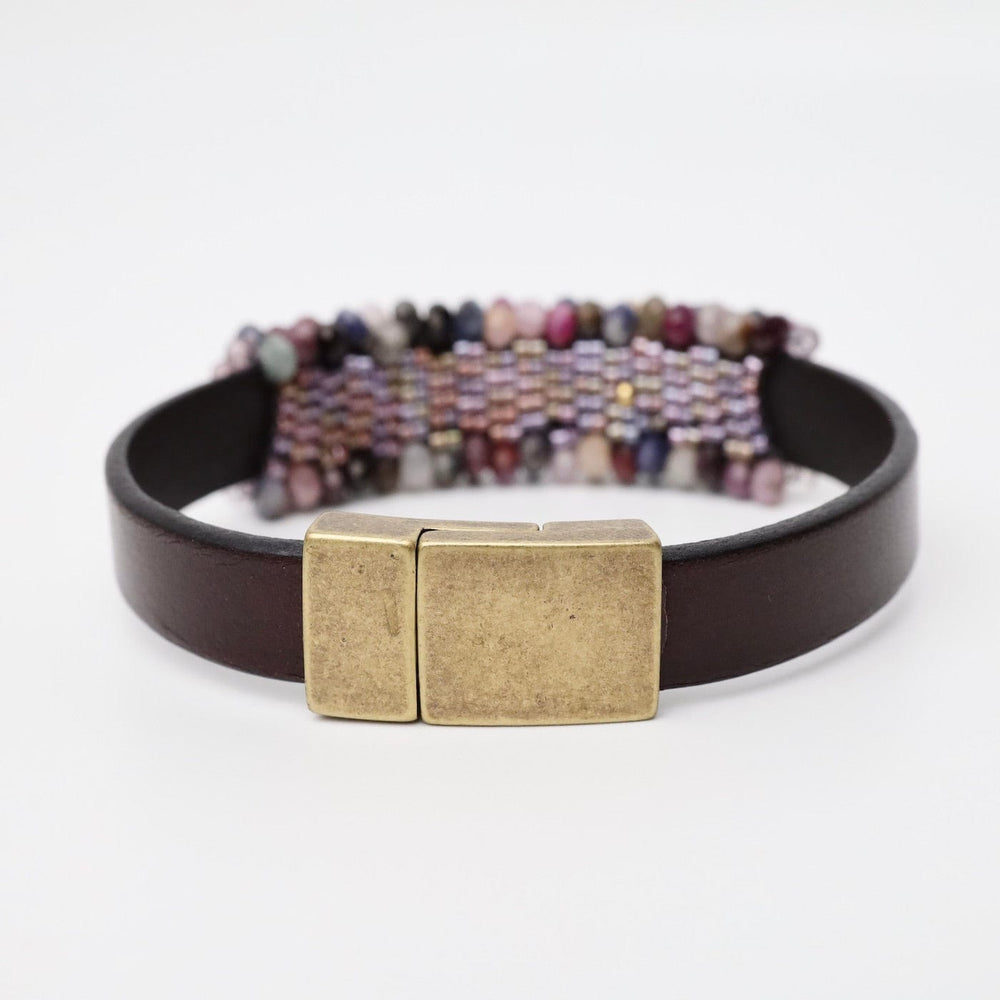 
                  
                    BRC-JM Hand Stitched Ruby, Sapphire Leather Bracelet
                  
                