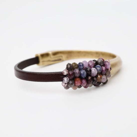 BRC-JM Hand Stitched Ruby & Sapphire Mix Half Bracelet