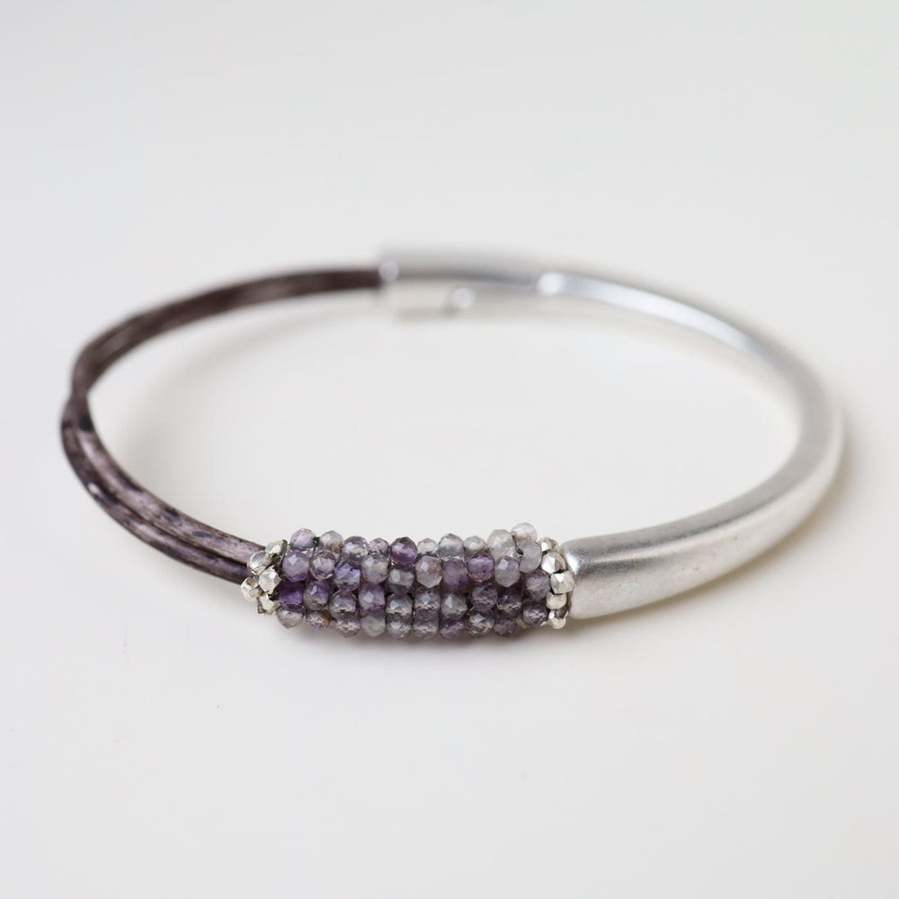 BRC-JM Hand Stitched Shaded Amethyst and Sterling Sterling Bracelet