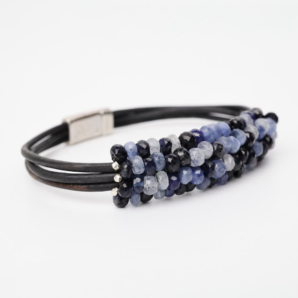 
                      
                        BRC-JM Hand Stitched Shaded Blue Sapphire Leather Bracelet
                      
                    