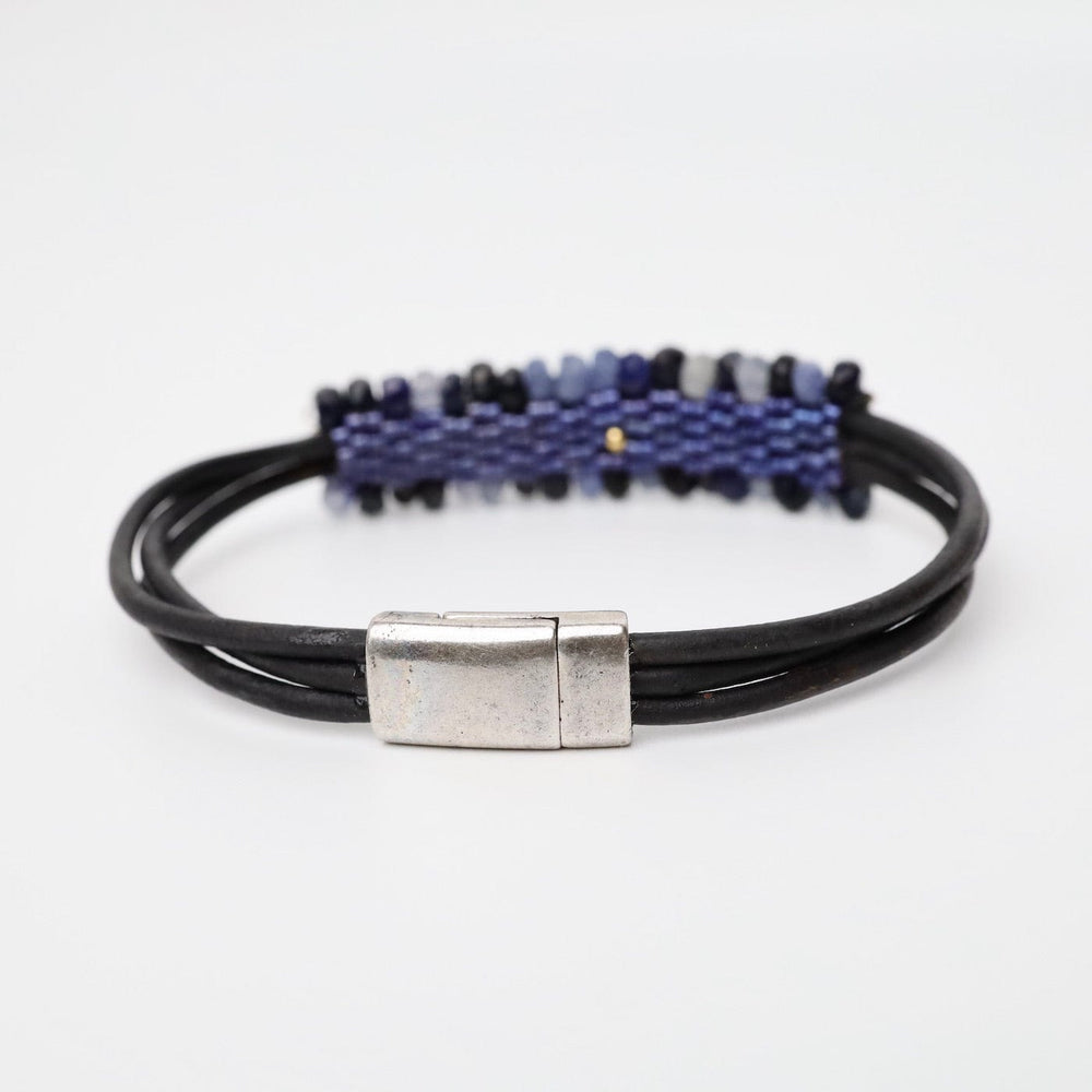 
                      
                        BRC-JM Hand Stitched Shaded Blue Sapphire Leather Bracelet
                      
                    