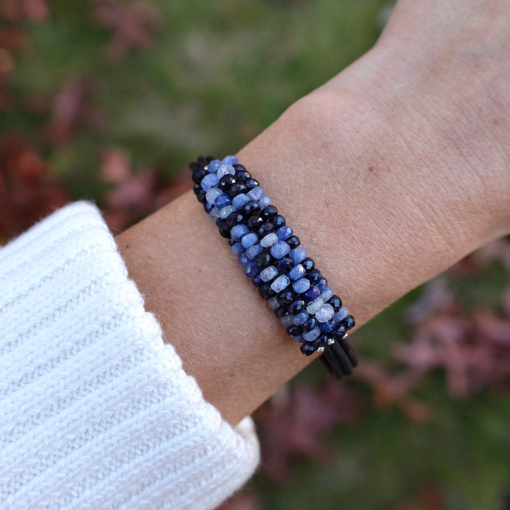 
                      
                        BRC-JM Hand Stitched Shaded Blue Sapphire Leather Bracelet
                      
                    