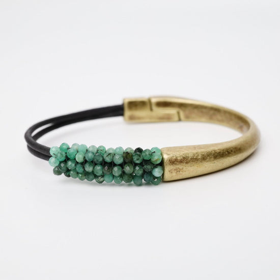 BRC-JM Hand Stitched Shaded Emerald Half Cuff Bracelet