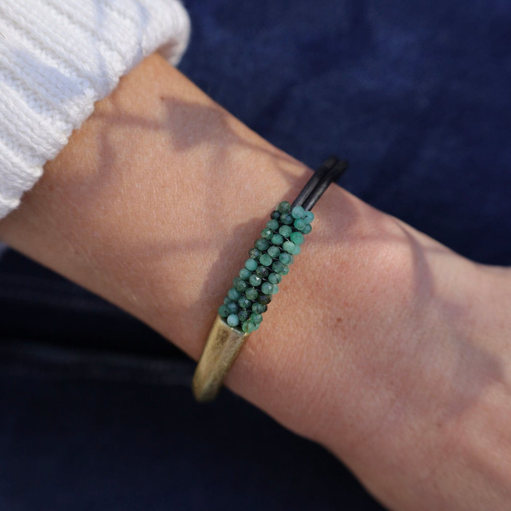 
                      
                        BRC-JM Hand Stitched Shaded Emerald Half Cuff Bracelet
                      
                    